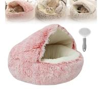 Lapcatz Bed, Lapcatz Nest Bed, Cat Nest Bed, Pursnug Cat Bed, Covered Plush Cat Bed, Cat Beds for Indoor Cats, Removable and Washable Cat Bed, Calming Dog Bed (Pink Velvet,19.6in)