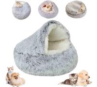 Lapcatz,Lapcatz Nest Bed,Cat Cave,Semi-Enclosed Round Cat Bed Pet Mattress,Cozy Fluffy Plush Cat Pet Nest Bed,Round Cat Bed Pet Mattress,Removable Washable No Slip Bottom,Dog Bed (Gradient gray,50CM)