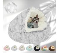 Lapcatz Nest Bed, 2024 New Lapcatz Cat and Dog Bed, Winter Warm Shell Semi-Enclosed Pet Cat Bed, Plush, Warm PP Cotton, Non-slip Bottom, Improve Pet's Sleep Quality, for Cats & Dogs (S-Grey)