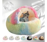Lapcatz Nest Bed, 2024 New Lapcatz Cat and Dog Bed, Winter Warm Shell Semi-Enclosed Pet Cat Bed, Plush, Warm PP Cotton, Non-slip Bottom, Improve Pet's Sleep Quality, for Cats & Dogs (XL-Mixed)