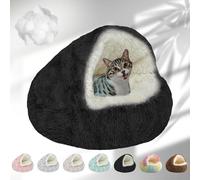 Lapcatz Nest Bed, 2024 New Lapcatz Cat and Dog Bed, Winter Warm Shell Semi-Enclosed Pet Cat Bed, Plush, Warm PP Cotton, Non-slip Bottom, Improve Pet's Sleep Quality, for Cats & Dogs (M-Black)