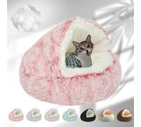 Lapcatz Nest Bed, 2024 New Lapcatz Cat and Dog Bed, Winter Warm Shell Semi-Enclosed Pet Cat Bed, Plush, Warm PP Cotton, Non-slip Bottom, Improve Pet's Sleep Quality, for Cats & Dogs (XL-Pink)
