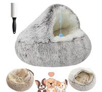 Lapcatz Nest Bed - Cat Cave and Calming Dog Beds, Removable Washable Non Slip Bottom (Coffee Long Plush, 23.6in/60cm)