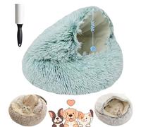 Lapcatz Nest Bed - Cat Cave and Calming Dog Beds, Removable Washable Non Slip Bottom (Green Short Plush, 19.6in/50cm)