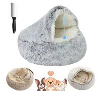 Lapcatz Nest Bed for Cats - Plush, Non Slip, Washable, Calming Dog Bed - Gray, 19.6in/50cm