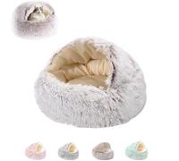 Lapcatz Nest Bed,Lap Cats Nest Bed, Round Plush Fluffy Hooded Cat Bed Cave,Cozy for Indoor Cats or Small Dog Beds,Removable Washable Round Beds for Small Medium Pets (Coffee, XXL)