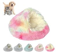 lapcatz nest bed, Lapcatz Bed, Pursnug Cat Bed, Cozynook Plush Fluffy Pet Round Bed, Covered Dog Cat Bed for Cats and Dogs to Rest and Sleep (Rainbow, XL)