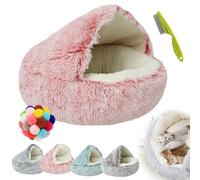 Lapcatz Nest Bed, Plush Donut Dog Bed, Calming Dog Bed Cat Bed, Warm Soft Cat Igloo Bed Cat Cave Bed, Non-Slip Indoor Cats Dogs Soft Warm Self-Warming Puppy Beds (Pink Short Velvet, 40cm/15.7in)