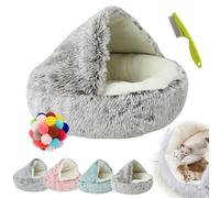 Lapcatz Nest Bed, Plush Donut Dog Bed, Calming Dog Bed Cat Bed, Warm Soft Cat Igloo Bed Cat Cave Bed, Non-Slip Indoor Cats Dogs Soft Warm Self-Warming Puppy Beds (Coffee Short Velvet, 60cm/23.6in)