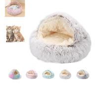 Lapcatz Nest Bed, Winter Thickened And Warm Nest Bed With Cover, Anti-Slip & Washable Fluffy Cat Nest Bed For Small And Medium Cats Dogs (Coffee, 60cm/23.62in)