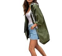 Lapel Collar Overcoats Ladies Belted Shoulder Epaulets Slim Zipper Hiking Walking Cycling Outerwear with Pockets Rain Jacket Outdoor Fashionable Black Jackets Office Formal Occasions