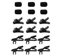 Lapel Mic Clips Sponge Cover Kit E-outstanding 6 Sets Lavalier Microphone Metal Tie Clips, 22x15x6mm Lapel Mic Windscreen Foam Covers and Lav Mic Plastic Wire Clips Black