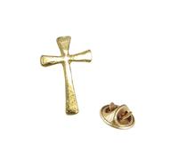 Lapel Pin Brooch - Gold Plain Cross Confirmation Badge 5379