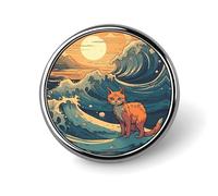 Lapel Pin Brooches Fashion Brooch Pin Cute Button Badges Anime Style Cat Round Button Pins Enamel Pins Metal Pinback for Hat Shirt Clothing Bags Decoration