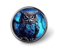 Lapel Pin Brooches Fashion Brooch Pin Cute Button Badges Blue Owl Round Button Pins Enamel Pins Metal Pinback for Hat Shirt Clothing Bags Decoration