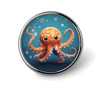 Lapel Pin Brooches Fashion Brooch Pin Cute Button Badges Cartoon Octopus Round Button Pins Enamel Pins Metal Pinback for Hat Shirt Clothing Bags Decoration