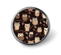 Lapel Pin Brooches Fashion Brooch Pin Cute Button Badges Cute Brown Cartoon Owls Round Button Pins Enamel Pins Metal Pinback for Hat Shirt Clothing Bags Decoration