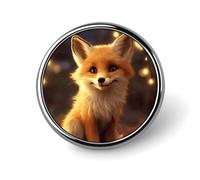 Lapel Pin Brooches Fashion Brooch Pin Cute Button Badges Cute Fox Round Button Pins Enamel Pins Metal Pinback for Hat Shirt Clothing Bags Decoration