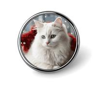 Lapel Pin Brooches Fashion Brooch Pin Cute Button Badges Cute White Cat Round Button Pins Enamel Pins Metal Pinback for Hat Shirt Clothing Bags Decoration