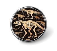 Lapel Pin Brooches Fashion Brooch Pin Cute Button Badges Dinosaur Skeleton Print Round Button Pins Enamel Pins Metal Pinback for Hat Shirt Clothing Bags Decoration