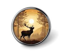 Lapel Pin Brooches Fashion Brooch Pin Cute Button Badges Elk Artwork Round Button Pins Enamel Pins Metal Pinback for Hat Shirt Clothing Bags Decoration