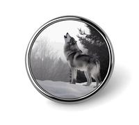 Lapel Pin Brooches Fashion Brooch Pin Cute Button Badges Howling Wolf Round Button Pins Enamel Pins Metal Pinback for Hat Shirt Clothing Bags Decoration
