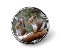 Lapel Pin Brooches Fashion Brooch Pin Cute Button Badges Little Squirrel Round Button Pins Enamel Pins Metal Pinback for Hat Shirt Clothing Bags Decoration