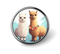 Lapel Pin Brooches Fashion Brooch Pin Cute Button Badges Llama Alpaca Round Button Pins Enamel Pins Metal Pinback for Hat Shirt Clothing Bags Decoration