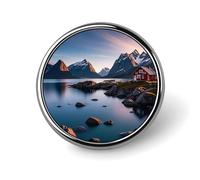 Lapel Pin Brooches Fashion Brooch Pin Cute Button Badges Norway Islands Round Button Pins Enamel Pins Metal Pinback for Hat Shirt Clothing Bags Decoration