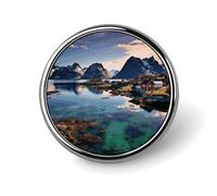 Lapel Pin Brooches Fashion Brooch Pin Cute Button Badges Norway Islands Round Button Pins Enamel Pins Metal Pinback for Hat Shirt Clothing Bags Decoration
