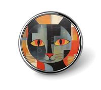 Lapel Pin Brooches Fashion Brooch Pin Cute Button Badges Orange Red Eyes Cat Round Button Pins Enamel Pins Metal Pinback for Hat Shirt Clothing Bags Decoration