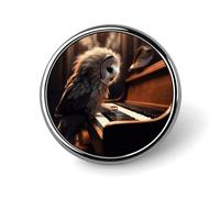 Lapel Pin Brooches Fashion Brooch Pin Cute Button Badges Owl Plays Piano Round Button Pins Enamel Pins Metal Pinback for Hat Shirt Clothing Bags Decoration