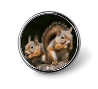 Lapel Pin Brooches Fashion Brooch Pin Cute Button Badges Squirrel Animal Round Button Pins Enamel Pins Metal Pinback for Hat Shirt Clothing Bags Decoration