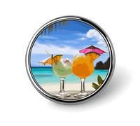 Lapel Pin Brooches Fashion Brooch Pin Cute Button Badges Tropical Beach Drink Round Button Pins Enamel Pins Metal Pinback for Hat Shirt Clothing Bags Decoration