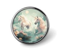 Lapel Pin Brooches Fashion Brooch Pin Cute Button Badges Two Horses in The Sky Round Button Pins Enamel Pins Metal Pinback for Hat Shirt Clothing Bags Decoration
