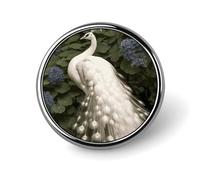Lapel Pin Brooches Fashion Brooch Pin Cute Button Badges White Peacock Round Button Pins Enamel Pins Metal Pinback for Hat Shirt Clothing Bags Decoration