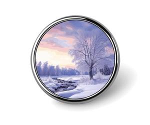Lapel Pin Brooches Fashion Brooch Pin Cute Button Badges Winter Landscape Round Button Pins Enamel Pins Metal Pinback for Hat Shirt Clothing Bags Decoration