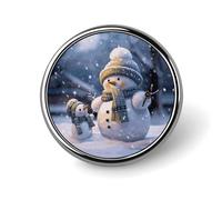 Lapel Pin Brooches Fashion Brooch Pin Cute Button Badges Winter Snowman Round Button Pins Enamel Pins Metal Pinback for Hat Shirt Clothing Bags Decoration