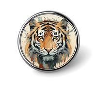Lapel Pin Brooches Fashion Brooch Pin Cute Button Badges Year of The Tiger Tiger Face Round Button Pins Enamel Pins Metal Pinback for Hat Shirt Clothing Bags Decoration