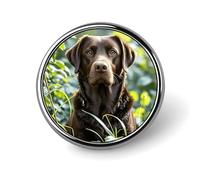Lapel Pin for Men Brooches And Pins for Women - Brown Labrador Retriever Round Metal Badge for Shirts, Jackets, Hats | Durable Fashion Accessory & Gift for Men, Women, Events