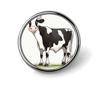 Lapel Pin for Men Brooches And Pins for Women - Chef Pizza Round Metal Badge for Shirts, Jackets, Hats | Durable Fashion Accessory & Gift for Men, Women, Events, Dairy cow, Circular