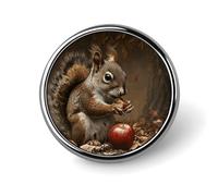 Lapel Pin for Men Brooches And Pins for Women - Red Eyed Tree Frog Round Metal Badge for Shirts, Jackets, Hats | Durable Fashion Accessory & Gift for Men, Women, Events, A Squirrel Eats, Circular