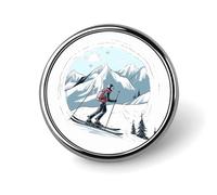 Lapel Pin for Men Brooches And Pins for Women - Skiing Theme Round Metal Badge for Shirts, Jackets, Hats | Durable Fashion Accessory & Gift for Men, Women, Events