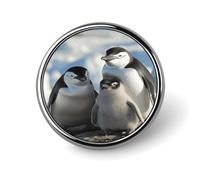 Lapel Pin Round Metal Lapel Badge Pin Funny Button Pin Brooch Pin | Novelty Unique Enamel Pin Personalized Pinback Penguin Family Button Badge for Backpack Hat Jacket Coat