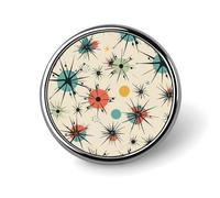 Lapel Pin Round Metal Lapel Badge Pin Funny Button Pin Brooch Pin | Novelty Unique Enamel Pin Personalized Pinback Atomic Stars Retro Pattern Button Badge for Backpack Hat Jacket Coat