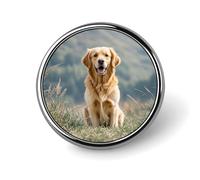 Lapel Pin Round Metal Lapel Badge Pin Funny Button Pin Brooch Pin | Novelty Unique Enamel Pin Personalized Pinback Golden Retriever Dog Button Badge for Backpack Hat Jacket Coat