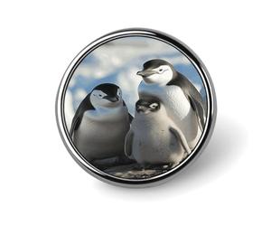 Lapel Pin Round Metal Lapel Badge Pin Funny Button Pin Brooch Pin | Novelty Unique Enamel Pin Personalized Pinback Penguin Family Button Badge for Backpack Hat Jacket Coat