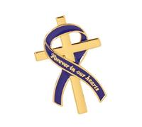 Lapel Ribbon Pin Brooch Gold Tone Alloy Memorial Badge for Funeral Service Remembrance and Guest Ceremony Wear Religious Lapel Badge Remembrance Service Pin Memorial Guest Sympathy Ceremony Alloy Hat