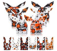 Lapensa 100 Pcs Halloween Treat Bags,Halloween Trick or Treat Candy Gags,6 Styles Goodies Gift Bags for Party Favors