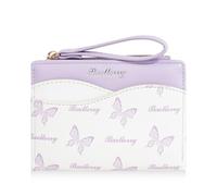 Lapensa Butterfly Wallet for Women - RFID Blocking Soft PU Leather Bifold Coin Zipper Pocket Purse - Wristlet Wallets with Zipper Pocket for women girls, purple, Wallet for Women